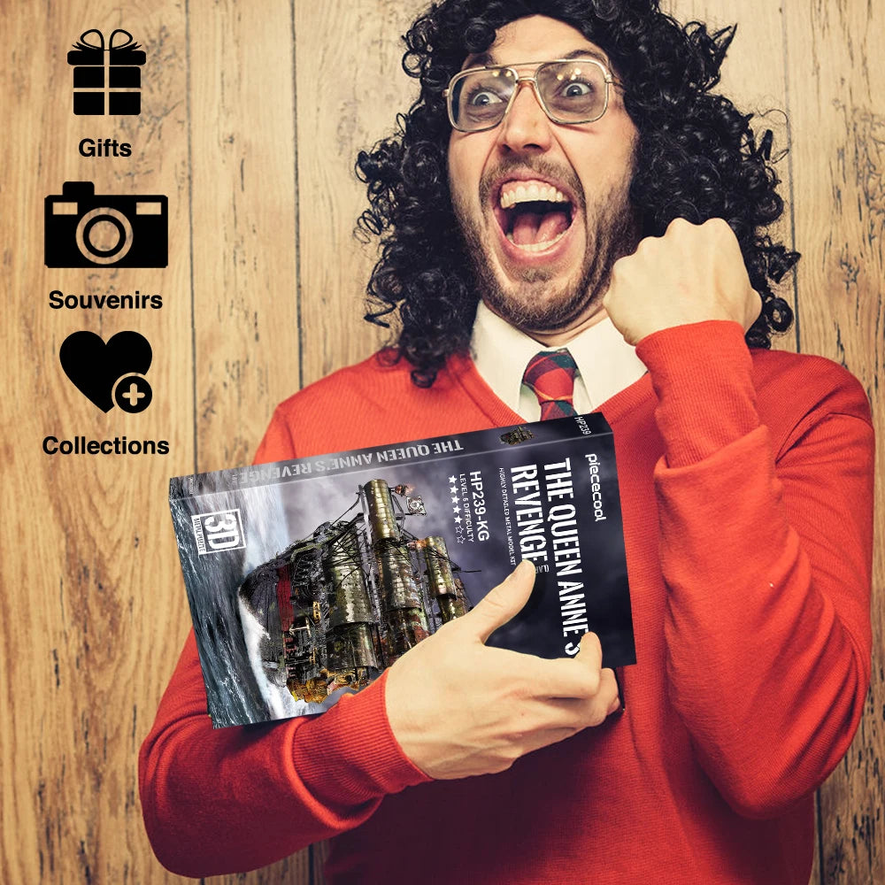 Piececool Model Building Kits The Queen Anne's Revenge 3D Metal Puzzle Birthday Gifts for Adult DIY Toys Jigsaw for Collection