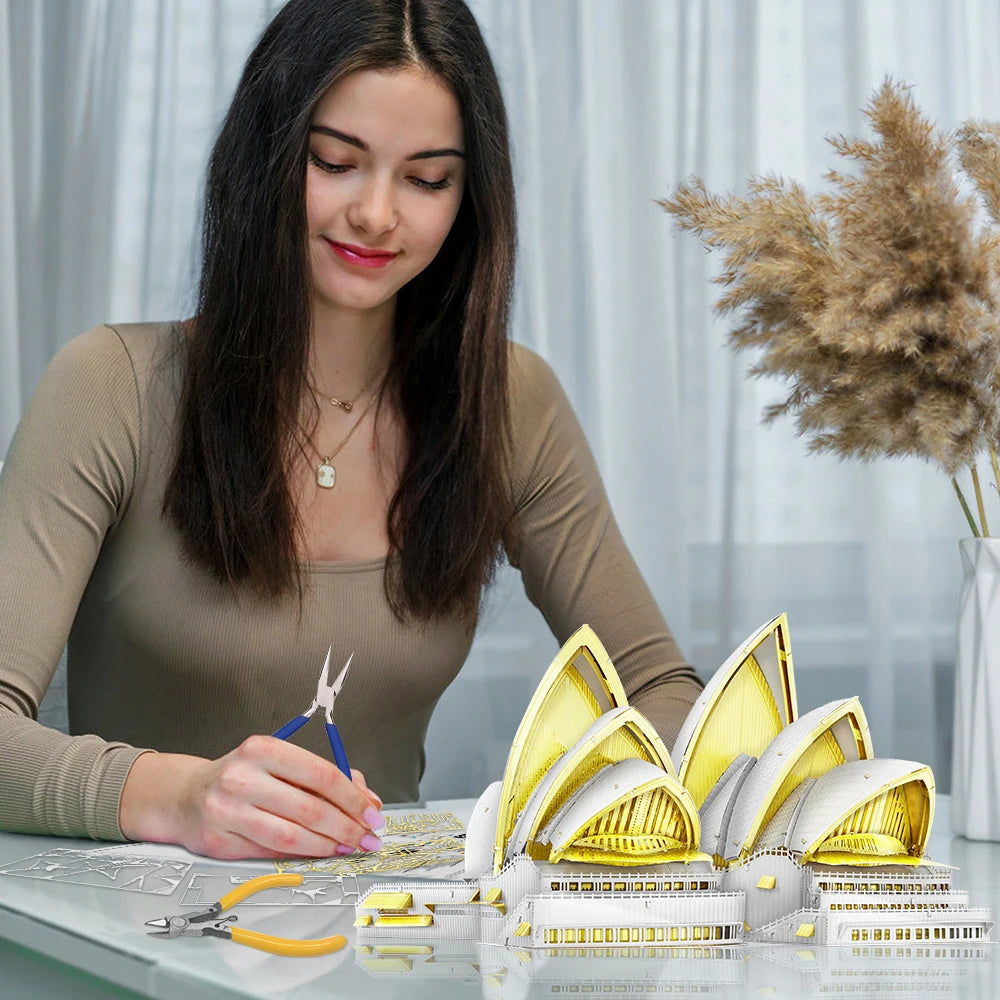 Piececool 3D Metal Model Kits The Sydney Opera House 3D Puzzles Building Kit DIY Jigsaw DIY for Home Collection Best Gifts