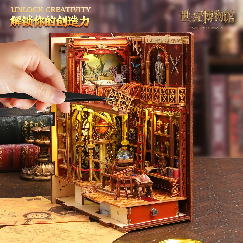 Elegant Century Museum Book Nook Kit - 3D Wooden Shelf Insert, DIY Model Building Set, Unique Home Decor Gift