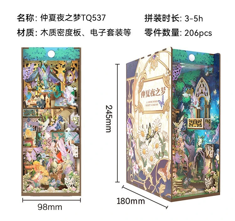 Tonecheer Interstellar Induction Book Nook Diorama Model Kit 3D Wooden Puzzle Wooden Bookend Dollhouse Decoration Birthday Gift