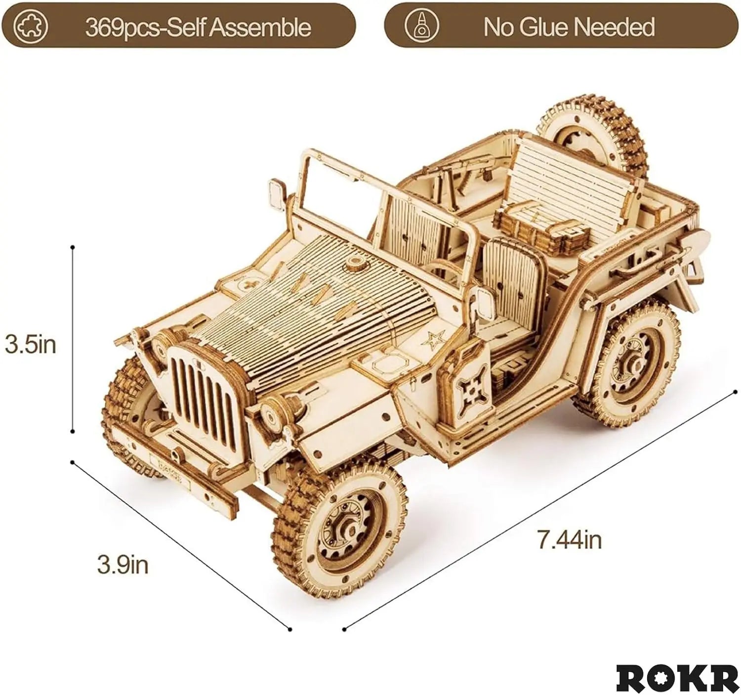 Robotime Rokr 3D Puzzle Car Wooden Model kit Vintage Car 1:18 Army Field Car 1:40 Heavy Truck 1:16 Grand Prix Car Gift for Kids