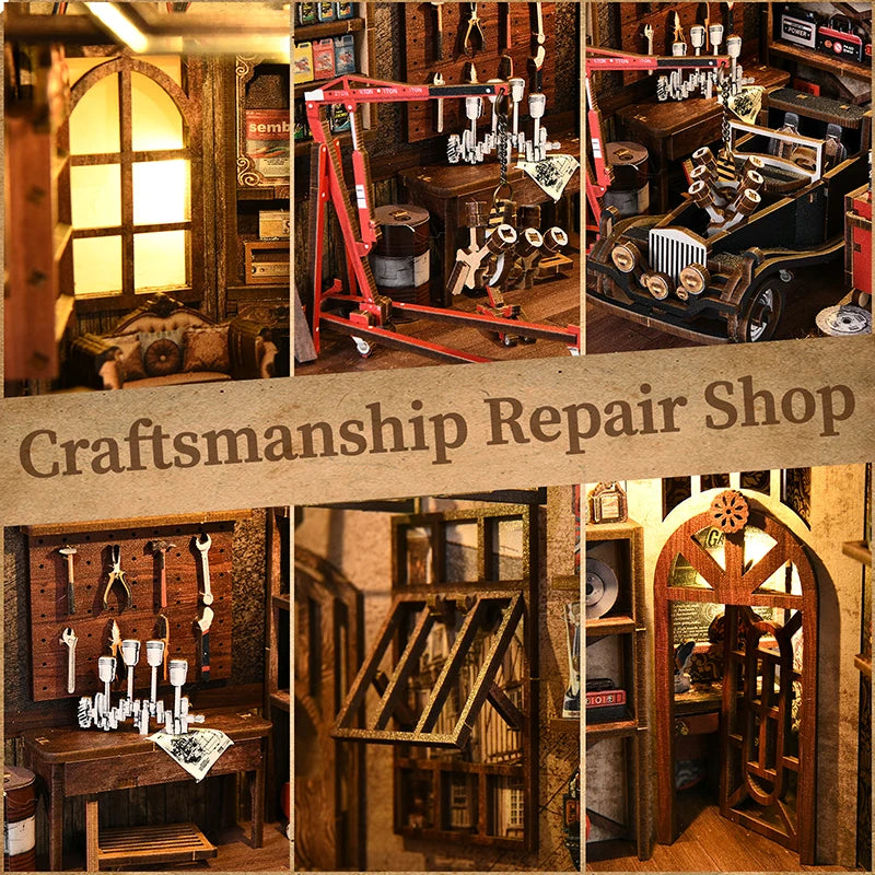 'Master Mechanic' Workshop DIY Kit - Detailed Miniature Model with Mechanical Elements, Handmade Collectible for Display