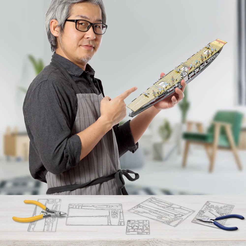 Piececool 3D Metal Puzzle Teens Akagi Aircraft Carrier Model Kits Japan Battleship DIY Jigsaw Toy