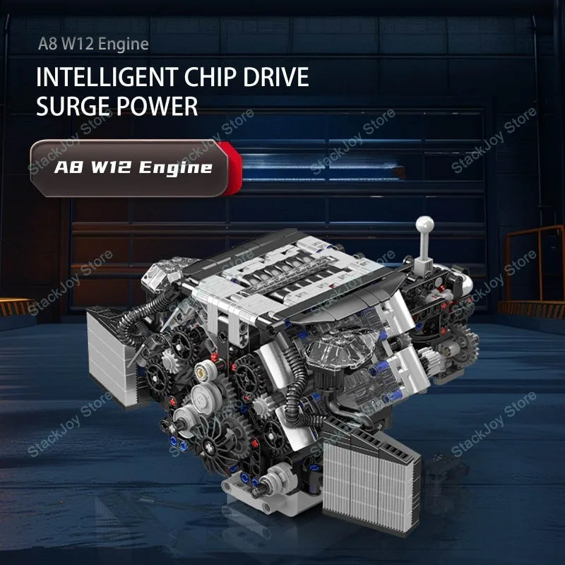 MOULD KING Engine Model Professional Building Blocks Sets V12 V8 W12 Turbojet Radial 739-1214PCS Technical Parts MOC DIY Toy