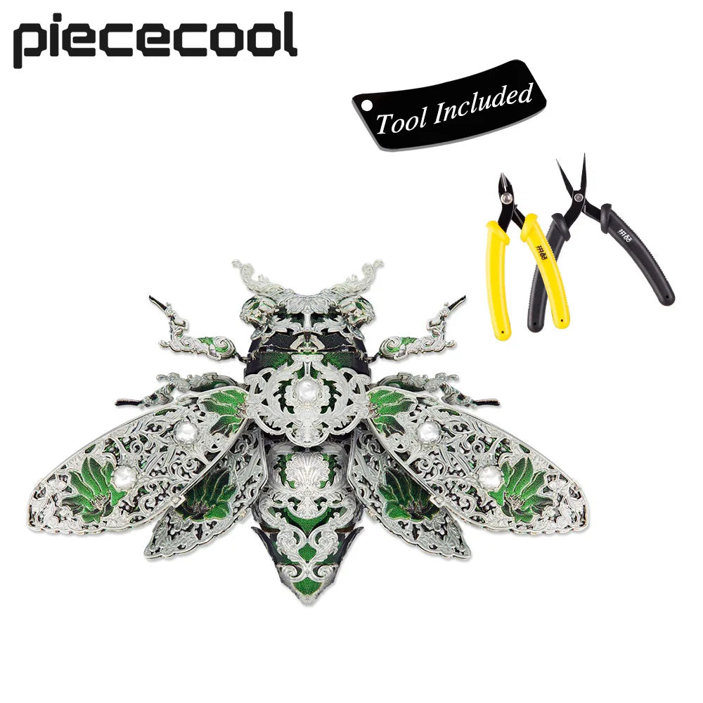 Piececool 3D Metal Puzzles Cicada Insect Model and Tools Set Assembly DIY Toys Jigsaw for Adult Brain Teaser Desk Decoration
