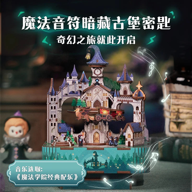 Tonecheer Magic Shop Music Box Building Blocks Scenario Cottage Diorama Model Kit DIY 3D Wooden Puzzle Decoration Birthday Gift