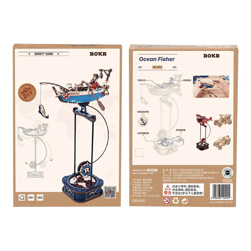 Robotime Rokr Gravity Swing Model Building Kit 3D Wooden Puzzle kit Sky Captain kit Ocean Fisher kit Best Gifts for Adults Teens