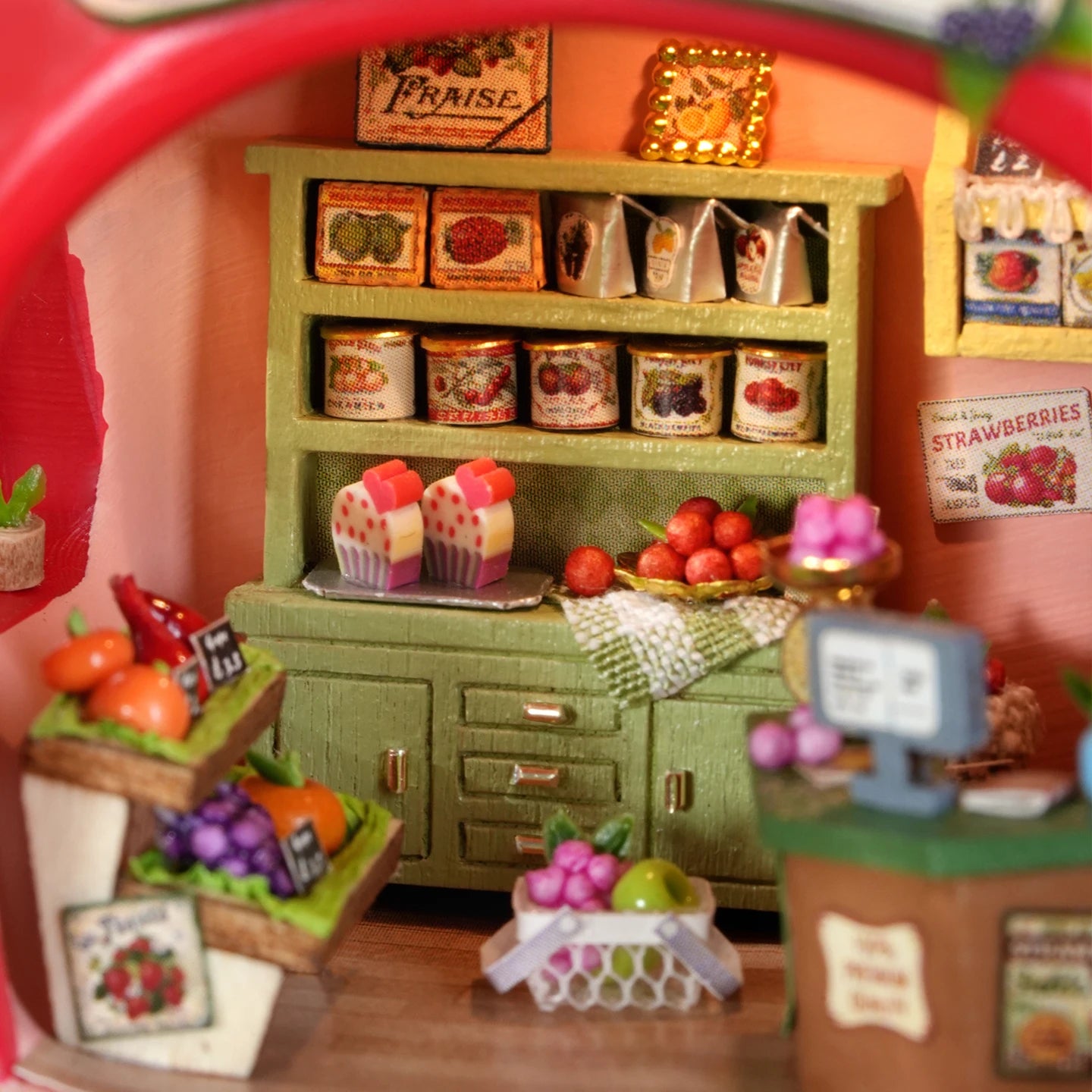 DIY Miniature Scene Fruit Town Bear Berry Shop Wooden Model House - Home Display Collectible Decor Creative Gift