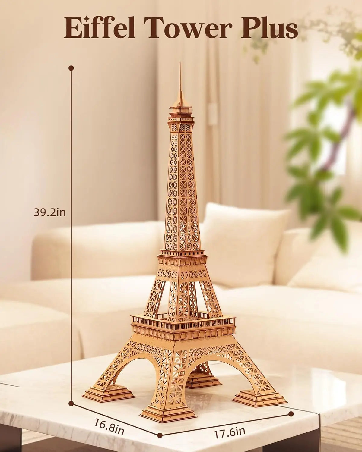 Robotime DIY 3D Wooden Puzzles Large Eiffel Tower Set-Model Building Sets Paris as Room Decor Birthday for Women and Men