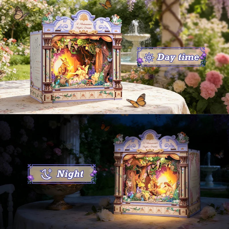 CUTEBEE 3D Miniature House DIY Book Nook Kit Wooden Puzzle for Adults Home Desk Decoration, Unique Handmade Stress Relief Gift