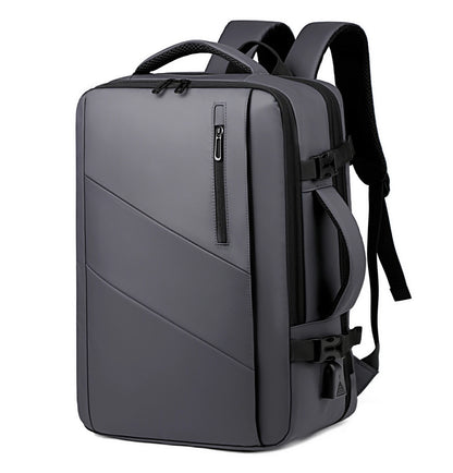Quilted Expandable Laptop Backpack USB Port Lightweight Oxford Multi-Compartment Luggage Sleeve Work Bag for Travel Commute