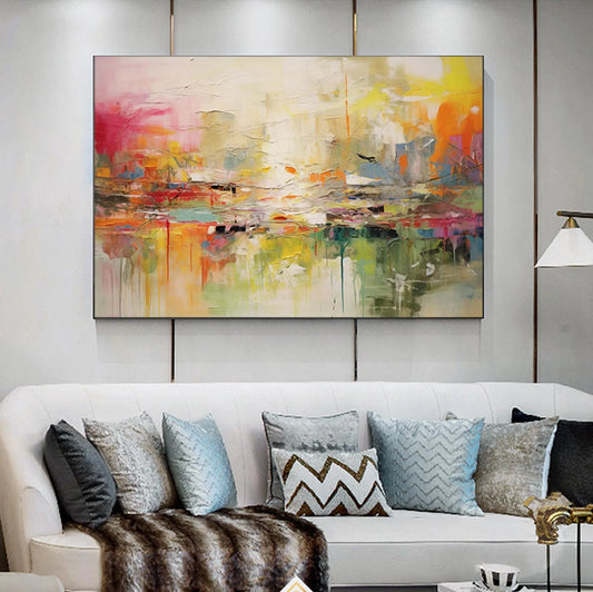 Large Abstract Wall Art Painting Hand-painted Abstract Colorful Canvas Art Paintings Textured Painting for Living Room Decor