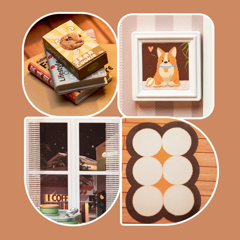 Robotime Rolife 3D Puzzle Super Store Cozy Living Lounge Plastic DIY Miniature House Kit LED Building Blocks for Adults Women