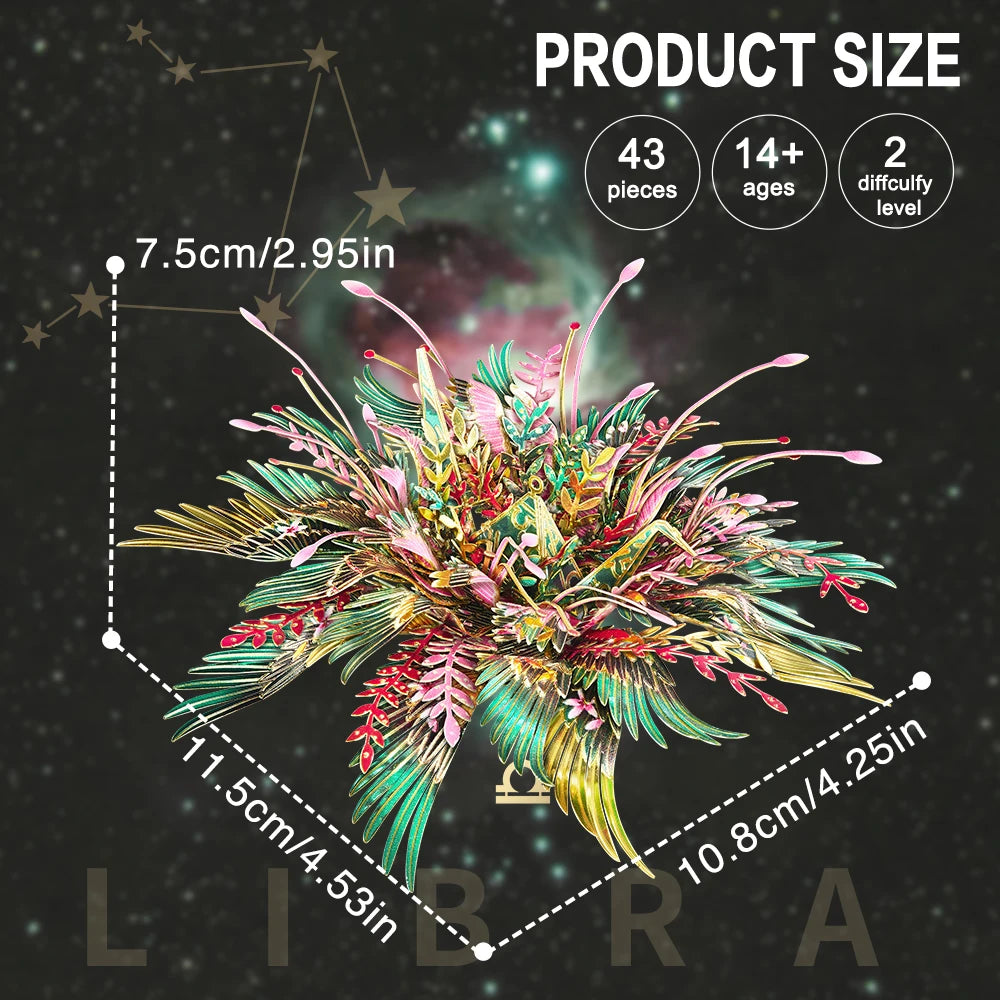Piececool 3D Metal Puzzle Libra Constellation DIY Model Kits Jigsaw for Teens Brain Teaser Toys Home Decoration