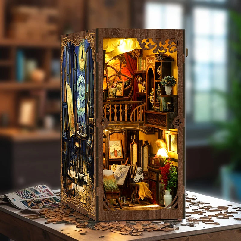 3D Wooden Diorama Book Nook - 'World in a Frame' DIY Puzzle Kit, Miniature House Model for Home Decor and Creative Gift
