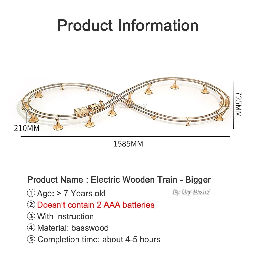 3D Puzzle Movable Steam Train With track Electric Assembly Toy Gift for Children Adult Wooden Model Building Block Kits