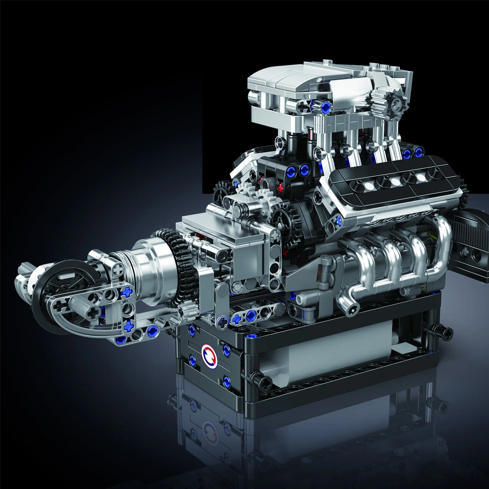 737pcs Brick 10206 V8 Engine Model kit That Runs, 8-Cylinder Petrol Engine Combustion Battery/Motor Blocks Sets STEM Toy Gift