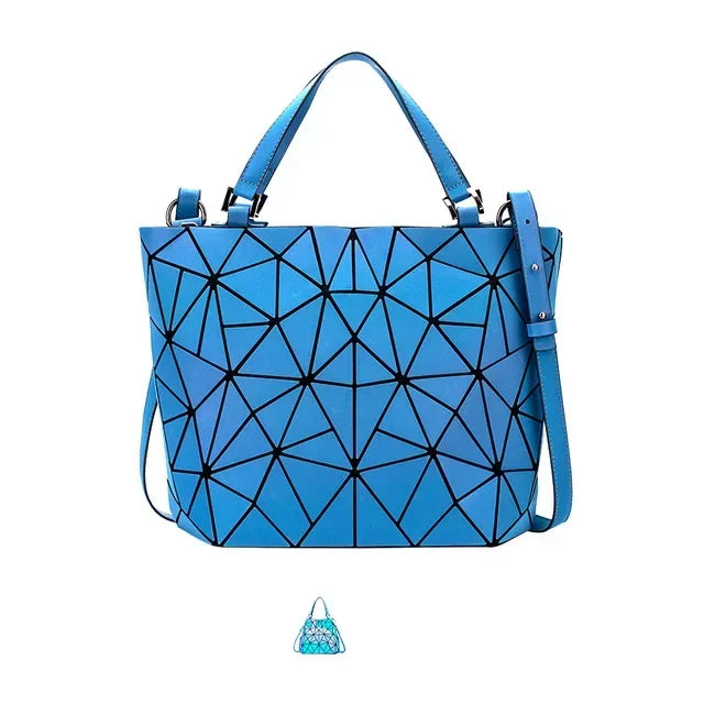 Luminous  big bag Holographic reflective geometric bags for women 2024 Quilted Shoulder Bags female Handbags bolsa feminina