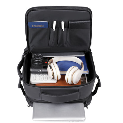 Quilted Expandable Laptop Backpack USB Port Lightweight Oxford Multi-Compartment Luggage Sleeve Work Bag for Travel Commute
