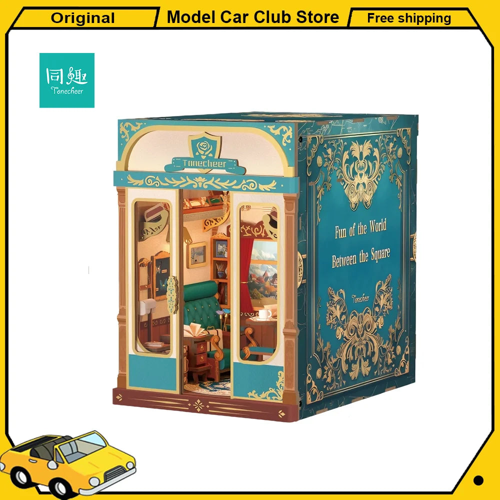 Tonecheer Journey To Europe Colorful Lights Building Block Dollhouse Diorama Model Kit DIY 3D Wooden Puzzle Decoration Toys Gift