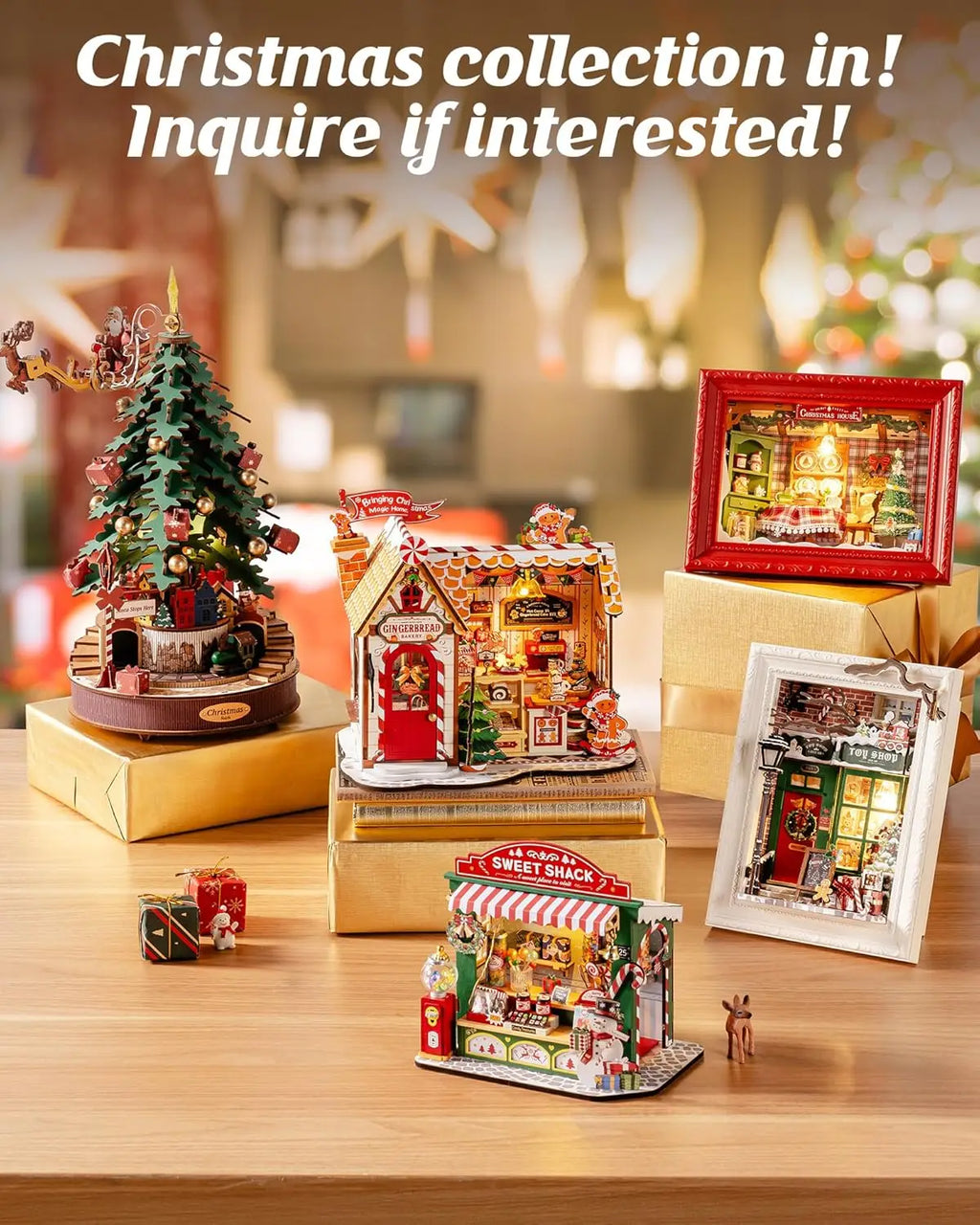 Robotime Rolife DIY Miniature House Kit Christmas Gingerbread House 250-Piece Model Kit Dolls House for Teens Adults No Glue