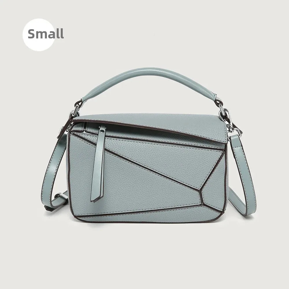 New Simple PU Geometric Handbag Women's Crossbody Bag Large Capacity Lightweight Doctor Bag Versatile Business Casual Style
