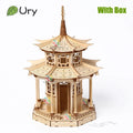 3D Wooden Puzzle Chinese Traditional Audience Pavilion Building DIY Model Game Assembly Desktop Toys Gift for Children Adults