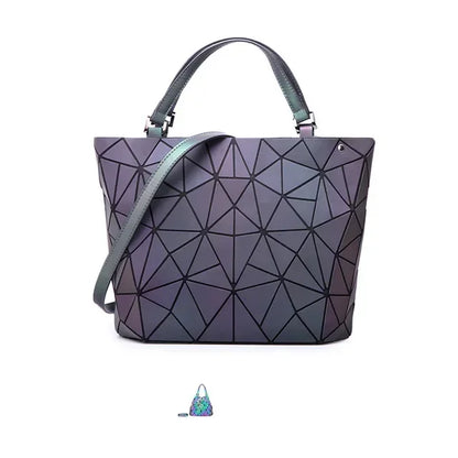 Luminous  big bag Holographic reflective geometric bags for women 2024 Quilted Shoulder Bags female Handbags bolsa feminina