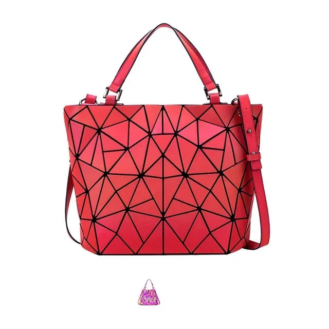Luminous  big bag Holographic reflective geometric bags for women 2024 Quilted Shoulder Bags female Handbags bolsa feminina