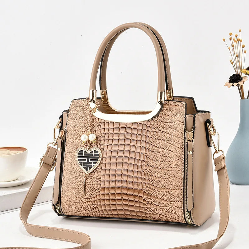 High-end big bag women's handbag atmospheric bright leather versatile shoulder messenger bag middle-aged women's bag