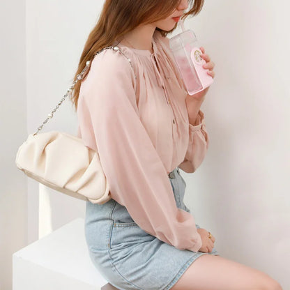 fashionable and high-end, niche design pleated underarm bag for women's Summer 2025 new leather crossbody cloud bag