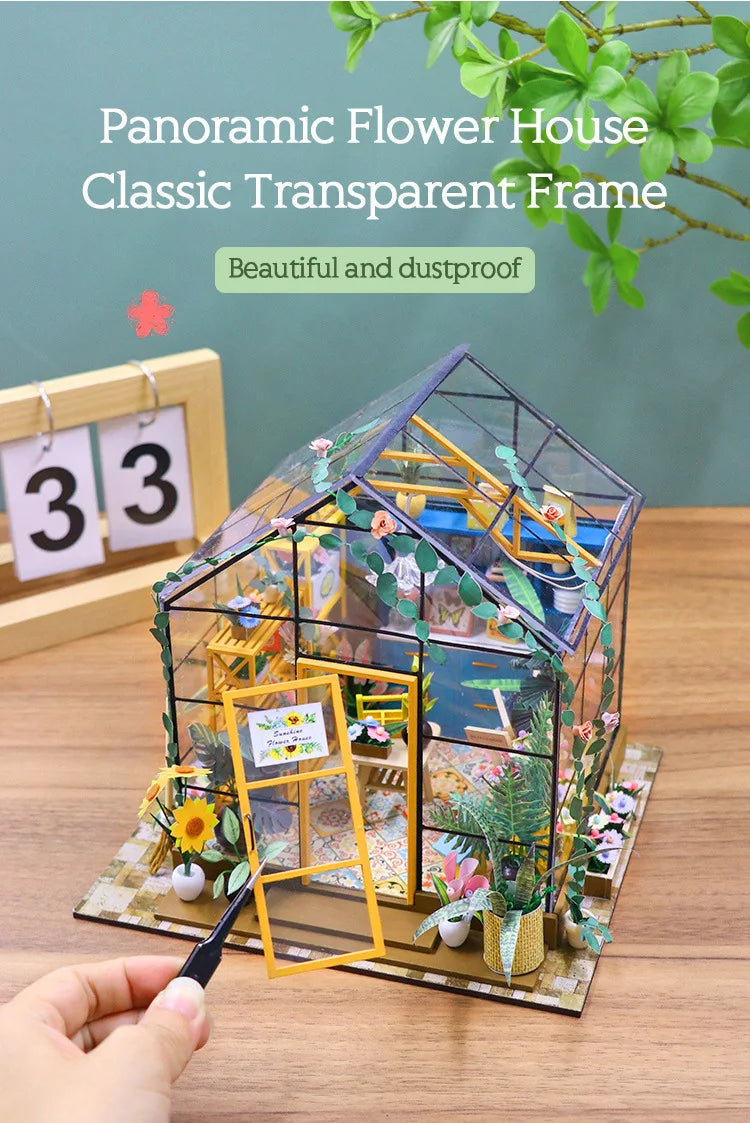 3D DIY Miniature Greenhouse Assembly Kit - Creative Micro-Landscape Model for Birthday & Christmas Gifts (Black Friday Deal)