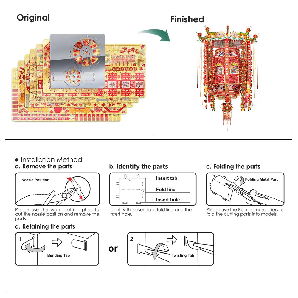 Piececool 3D Metal Puzzles Adult DIY Toy ONE THOUSAND ANGLE LANTERN Model Kits Jigsaw Home Decoration Gifts for Teens