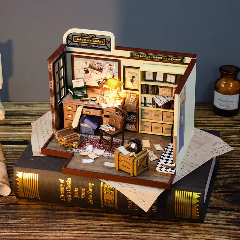 Magic Detective Agency DIY Miniature House 3D Wooden Model Kit, Creative Birthday & Christmas Gift Black Friday