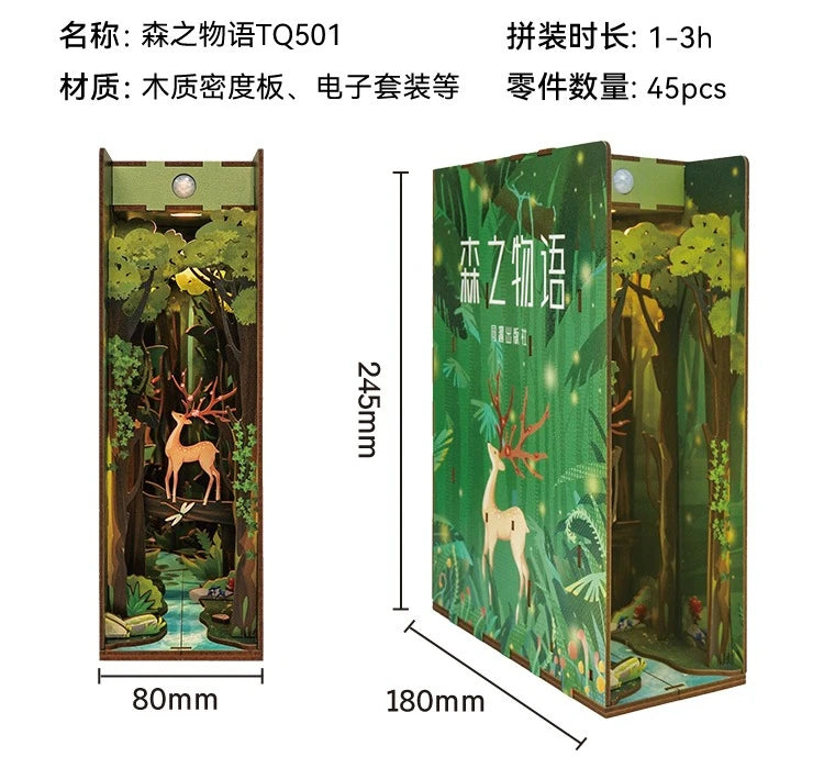 Tonecheer Vincent Willem Van Gogh DIY Book Nook Dollhouse Diorama Model Kit 3D Wooden Puzzle Wooden Bookend Decoration Toys Gift