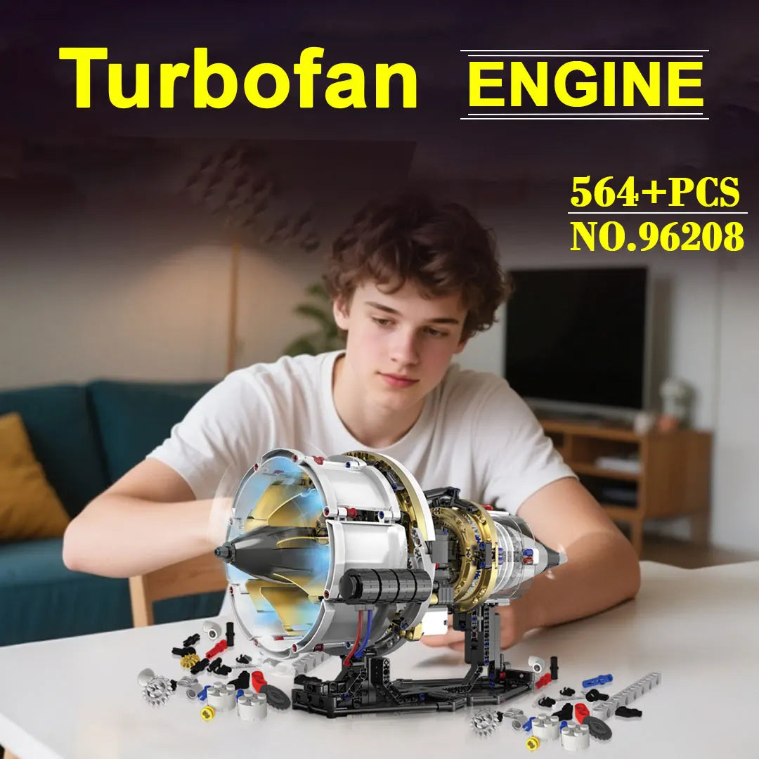 564PCS Aviation Turbofan Engine Building Kit DIY Simulation Model with LED Lights APP Programmable Control STEM Educational Toy