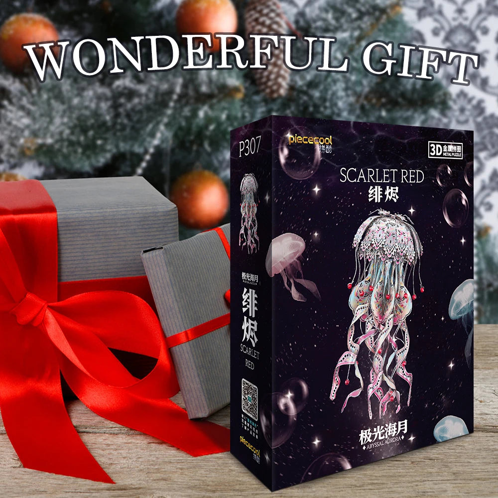 Piececool 3D Puzzles Metal Model Gifts Colourful Jellyfish Building Kits Jigsaw DIY Toy for Adult (4 Colors)