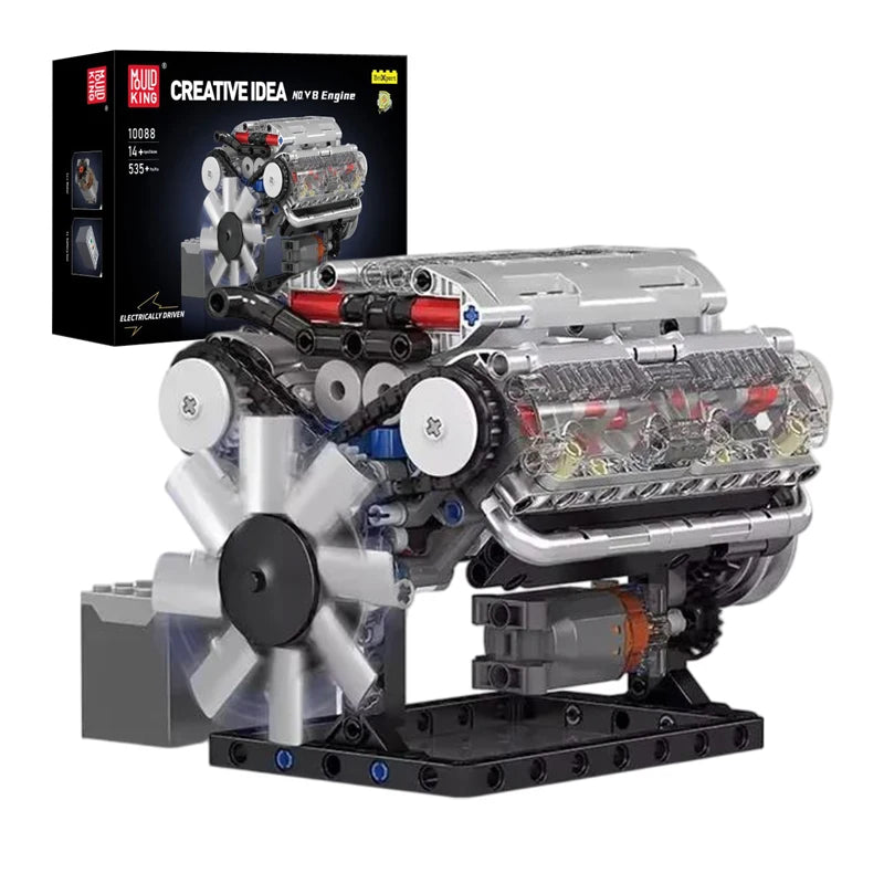 MOULD KING 10088 V8 Engine Building Block Model 535pcs DIY Mechanical Assembly Kit for Adults Educational Gift & Ornament