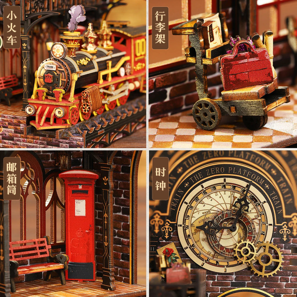 ZERO PIATFORM 3D Book Nook DIY Kit Micro Miniature Street Scene, Wooden Model Building Project for Adults, Creative Gift