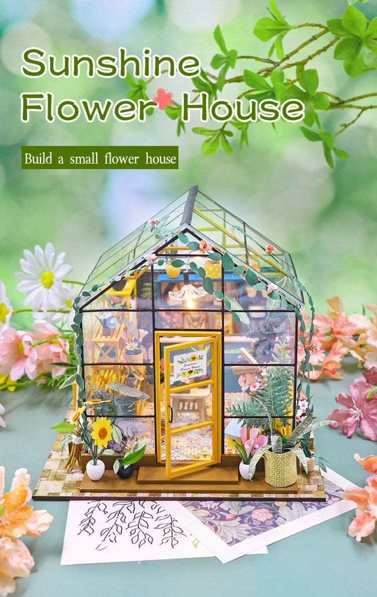 3D DIY Miniature Greenhouse Assembly Kit - Creative Micro-Landscape Model for Birthday & Christmas Gifts (Black Friday Deal)