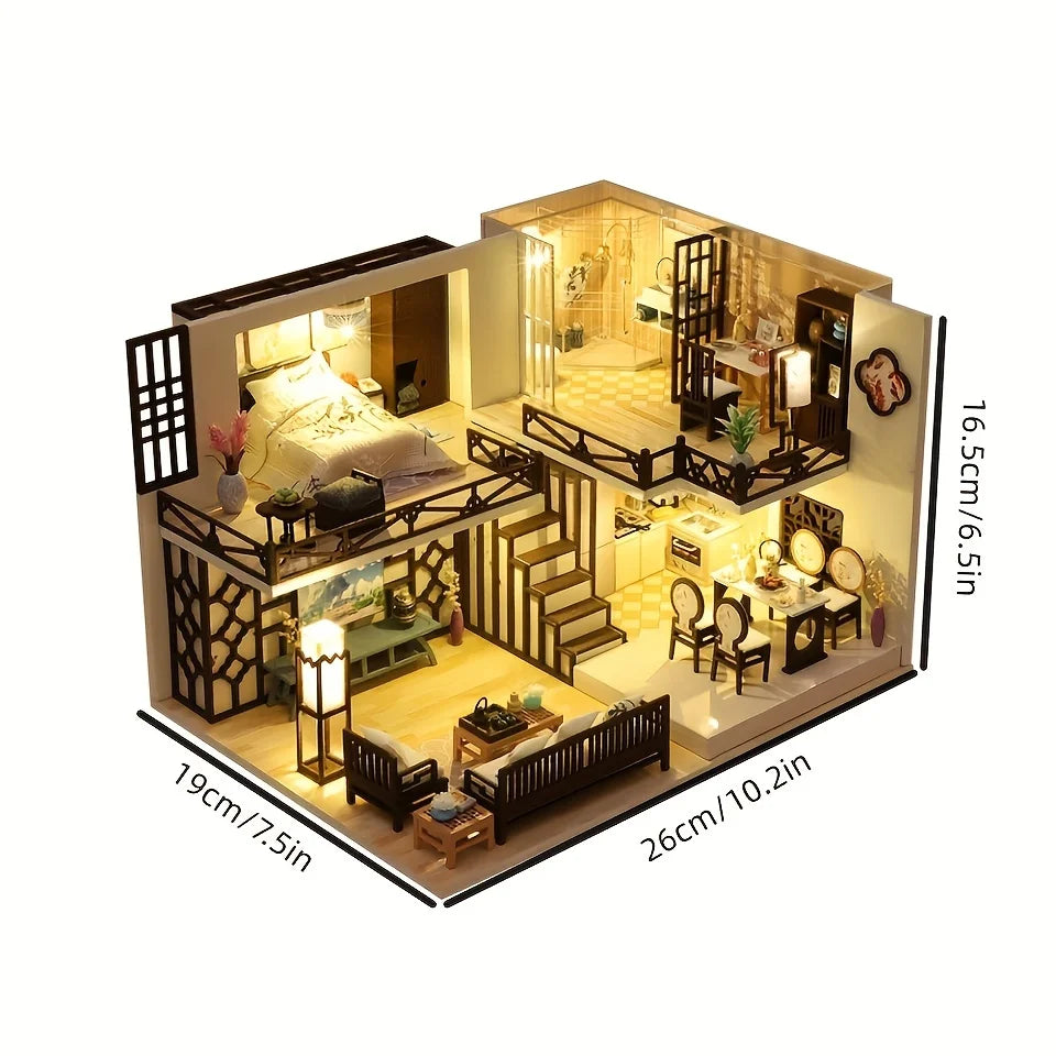 1pc,Diy Wooden Doll House,Assembly Model Kit,3d Puzzle, Birthday Christmas Gifts for teenagers and adults,Home Decor Micro Model