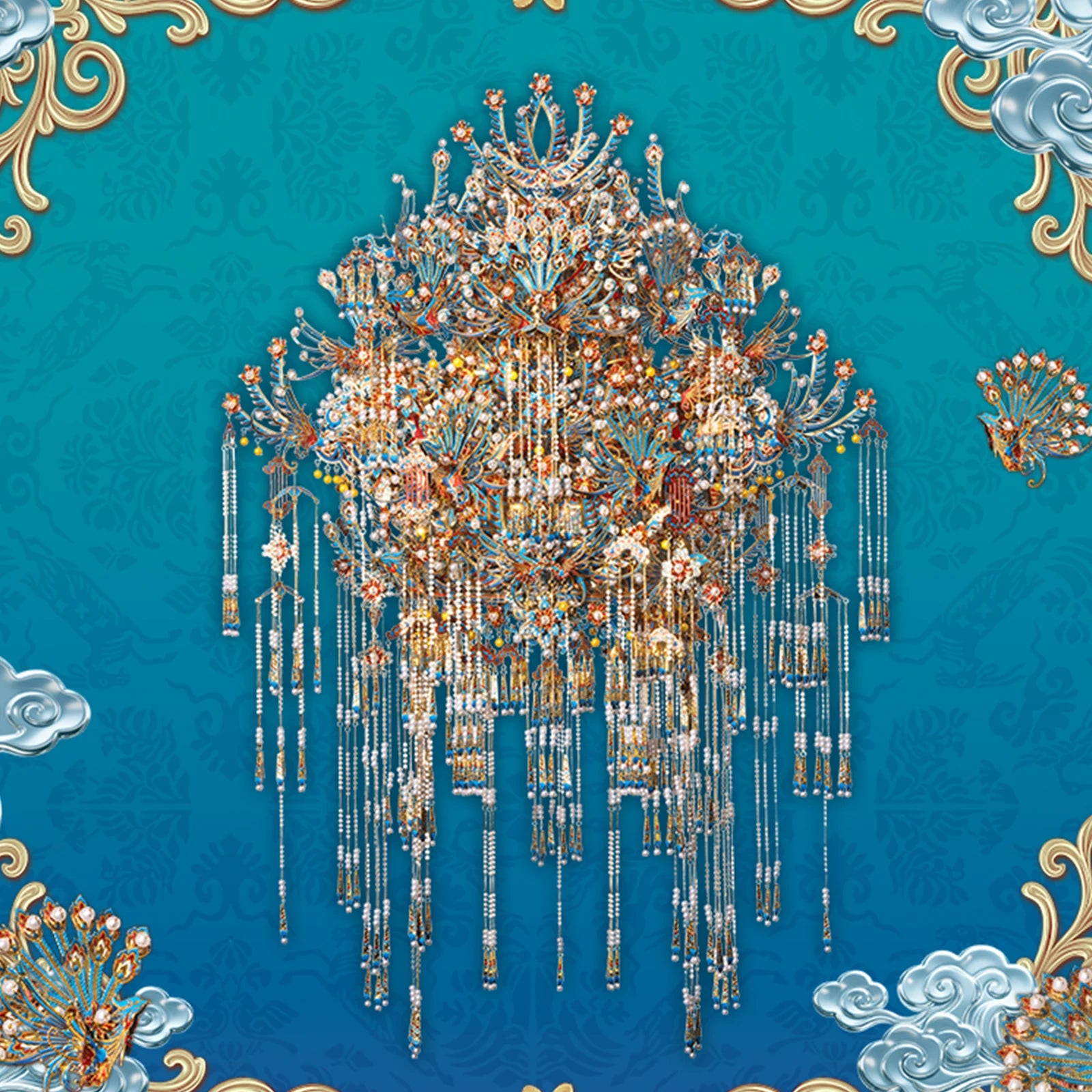 Piececool 3D Metal Model Kits Kingfisher Phoenix Coronet Metal Puzzle 3D Jigsaw DIY Crafts for Home Decoration