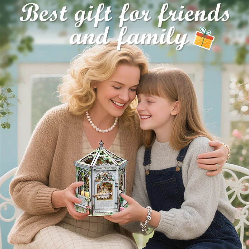 CUTEBEE DIY Book Nook Kit Windsor Flower House Wooden Bookshelf Insert 3D Building Model Miniature Dollhouse for Adults Gift