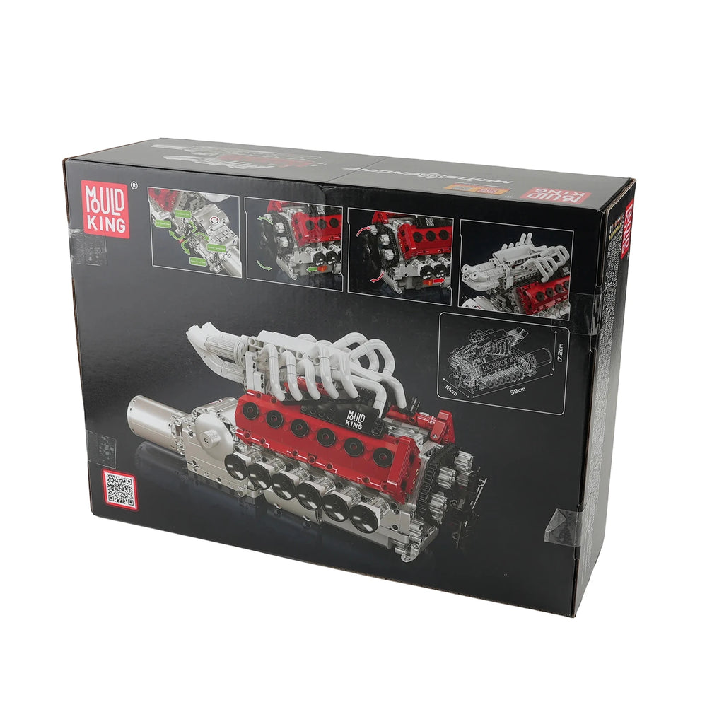 Mould King 10210 V12 Engine Model Kit DIY Mechanical Building Set STEM Educational Toy Mini Car Engine Replica