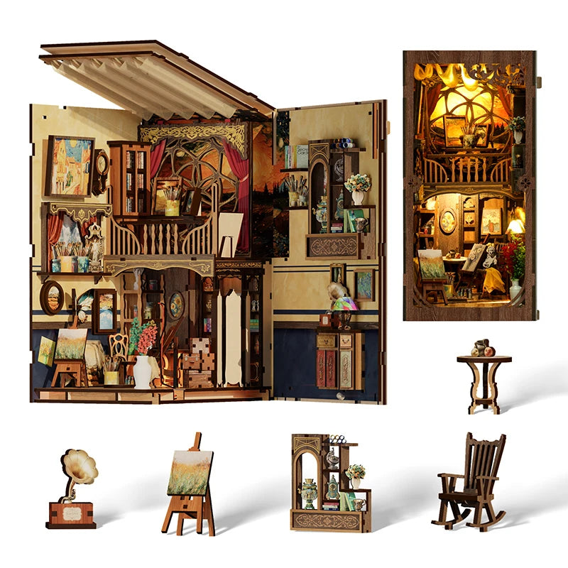 3D Wooden Diorama Book Nook - 'World in a Frame' DIY Puzzle Kit, Miniature House Model for Home Decor and Creative Gift