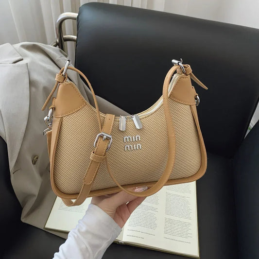 Fashionable Casual Women's Shoulder Bag Color Block Winter Hot Sale Of The Season Korean Style Simple Minimalist Handbag Crossbo