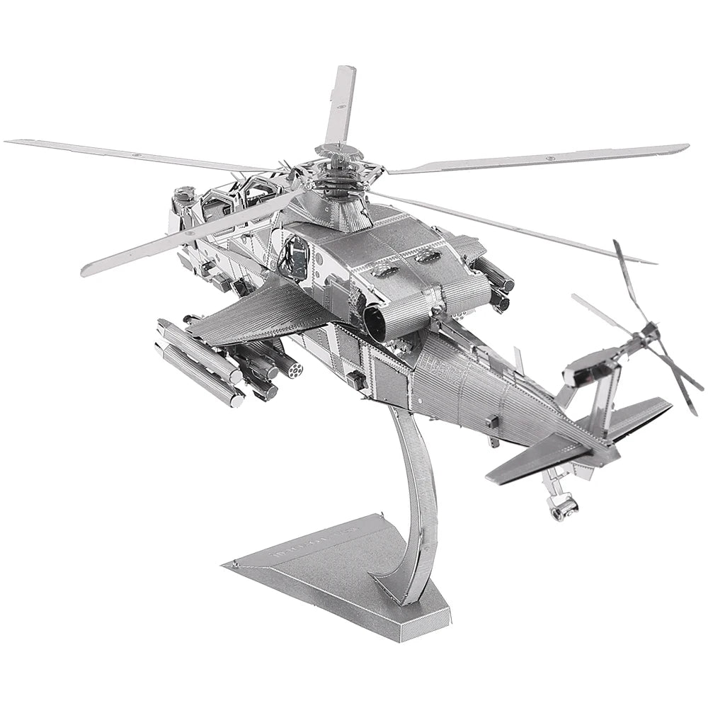 Piececool 3D Metal Puzzles WUZHI-10 Helicopter Model Kits DIY Jigsaw for Teen Brain Teaser Toys for Adult