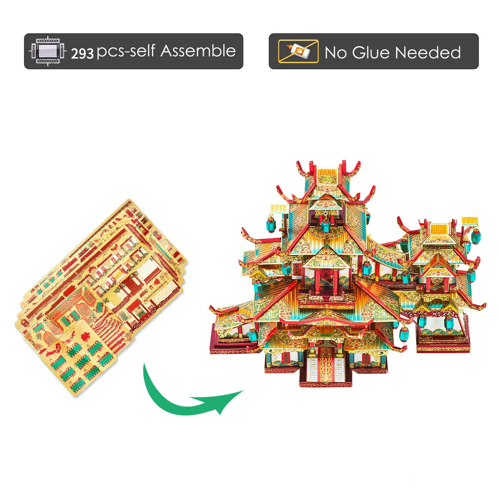 Piececool 3D Metal Puzzle Red Garden Model Kits DIY Building Kit for Adult Jigsaw Toy Best Birthday Gift for Teens