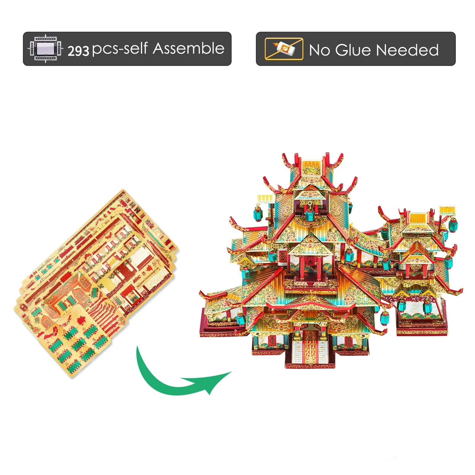 Piececool 3D Metal Puzzle Red Garden Model Kits DIY Building Kit for Adult Jigsaw Toy Best Birthday Gift for Teens