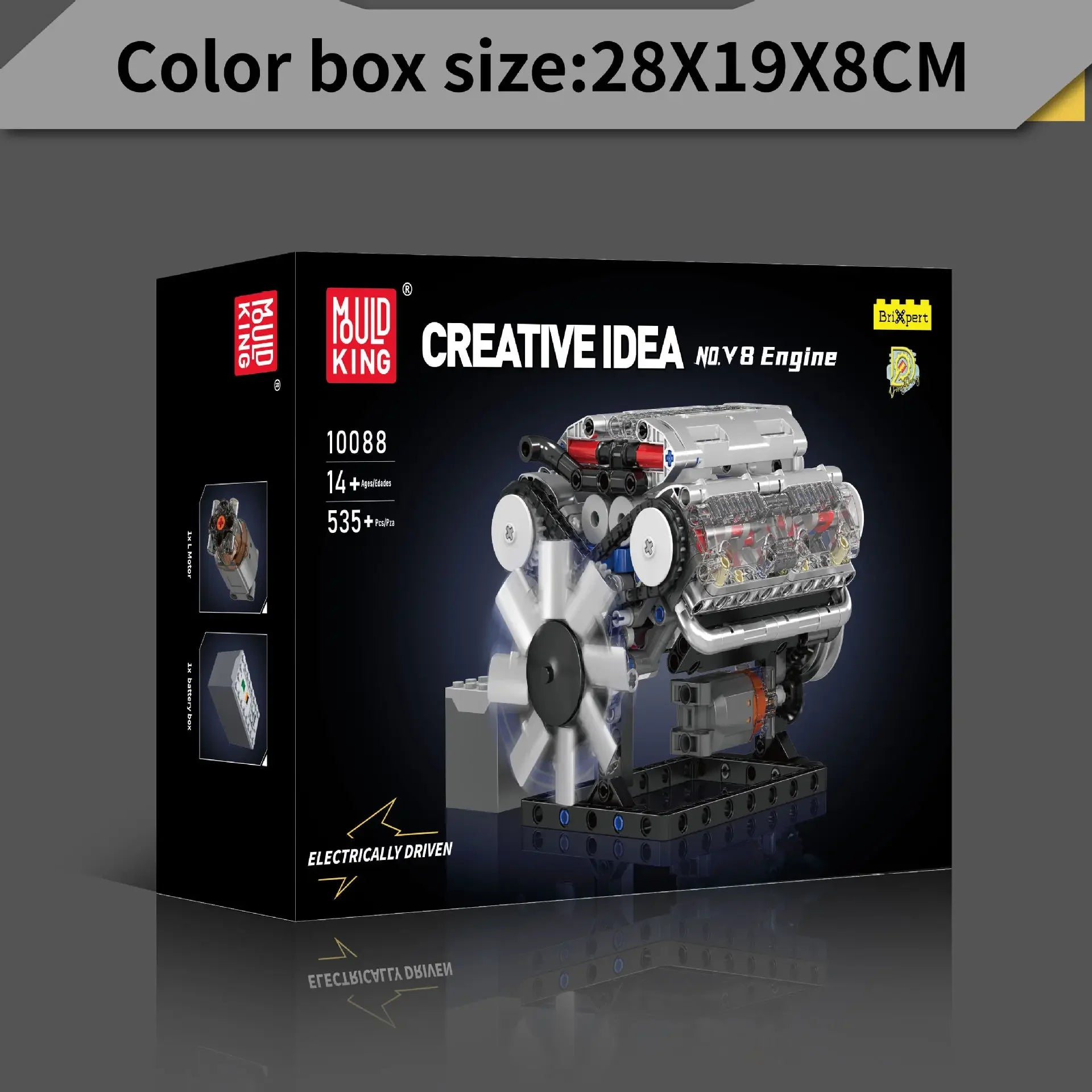 MOULD KING 10088 V8 Engine Building Block Model 535pcs DIY Mechanical Assembly Kit for Adults Educational Gift & Ornament